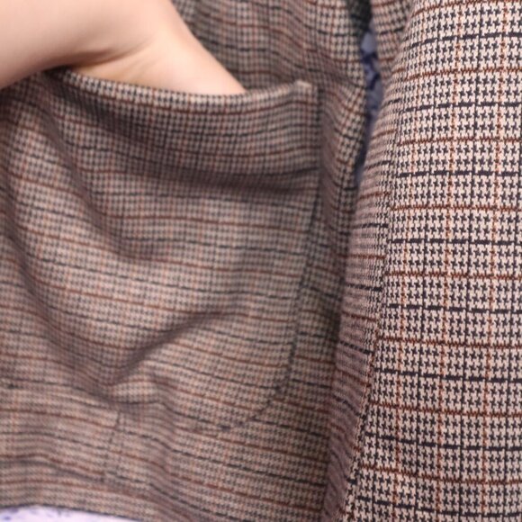 TAN KNIT BLAZER L Max Studio Dark Academia Fall Neutral Brown Grey Office Work - Picture 6 of 8